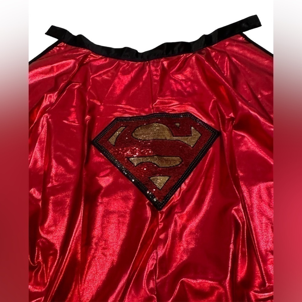 Superman Red Shimmery Shiny Cape with Superhero Logo on Back - Picture 3 of 10